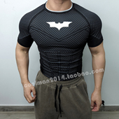 运动肌肉训练上衣男士 蝙蝠侠速干T恤显胸高弹撸铁紧身 健身短袖