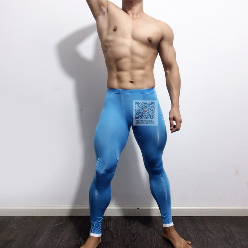 男士冰丝健身长裤透气舒适运动跑步紧身训练裤半透压缩打底裤速干