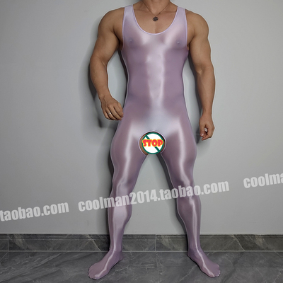 男士油亮连体背心裤袜