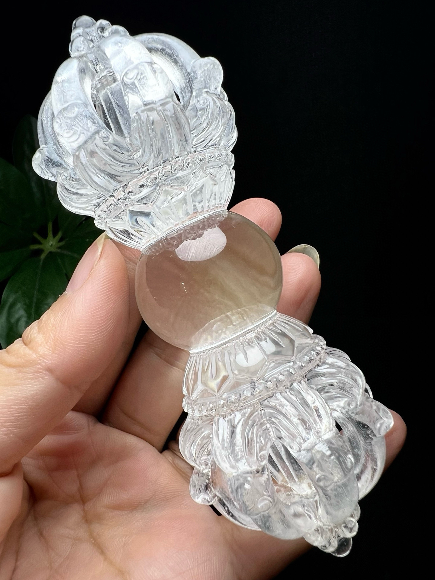 天然白水晶九股金刚杵吊原石精雕无优化降魔杵项链挂件男女