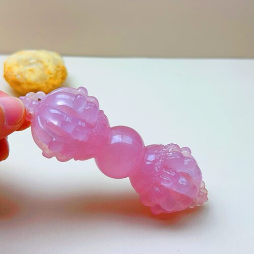 天然粉水晶金刚杵摆件 降魔杵护身法器 家居办公桌面装饰