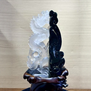 天然绿幽灵黄茶紫白水晶十二生肖龙摆件行龙盘龙华表自家雕刻定制
