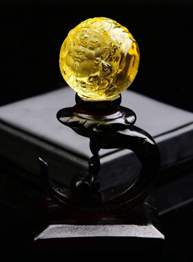 天然巴西黄水晶财神转运球摆件 规格:3.9厘米，重74g，总重181.7g