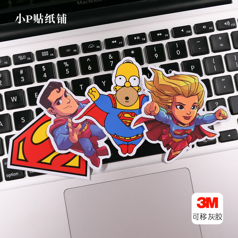 4张超人superman dc防水笔记本电脑旅行箱行李箱车贴灰胶无痕贴画