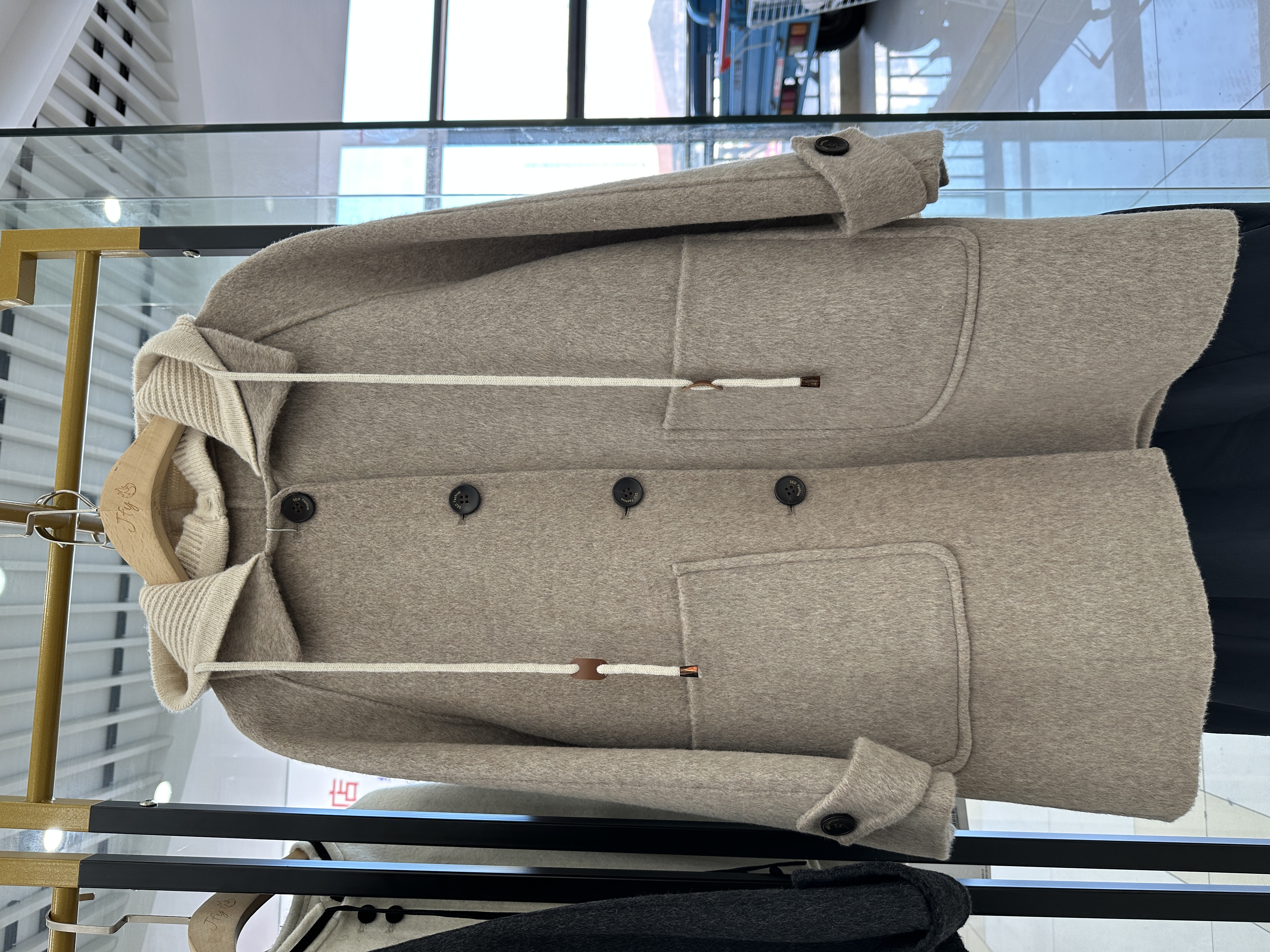 2025年秋冬新款双面羊毛大衣女装中长款连帽高端气质针织连帽外套