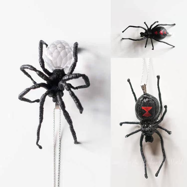 定制。澳洲黑寡妇黑蜘蛛软雕塑项链织物黑色浪漫哥特原创手工|msdalam kategori Aksesori/Barang Kemas Fesyen, kalung - dari Buy2taobao.com untuk memberikan perkhidmatan ejen Taobao profesional membeli