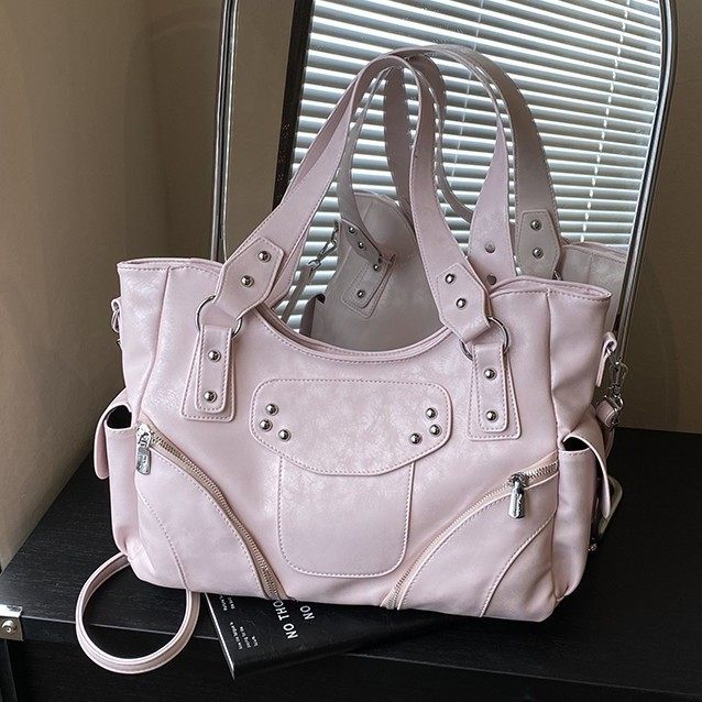 洋气甜酷辣妹大容量包包铆钉机车包2026春季复古手提包通勤托特包,箱包皮具/热销女包/男包,托特包,淘宝优惠券,粉丝福利购,淘宝优惠卷