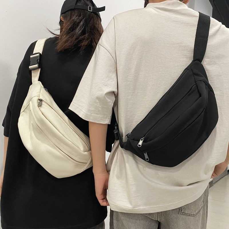 帆布小包斜挎包男女港风学生韩版休闲日系慵懒风运动腰包新款背包