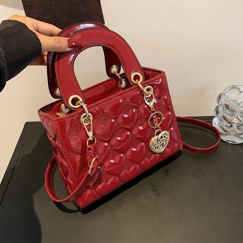 红色新娘包2025新款时尚手提包包女百搭单肩斜挎包订婚礼包结婚包