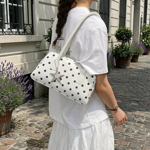 小众韩版保龄球包女2026新款波点大容量单肩日常通勤时尚潮枕头包