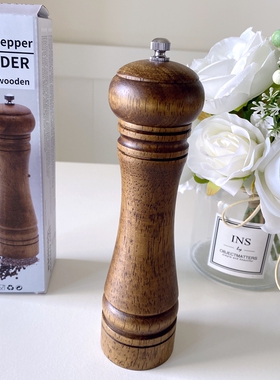 实木胡椒研磨器 手动磨胡椒粉海盐花椒陶瓷芯研磨