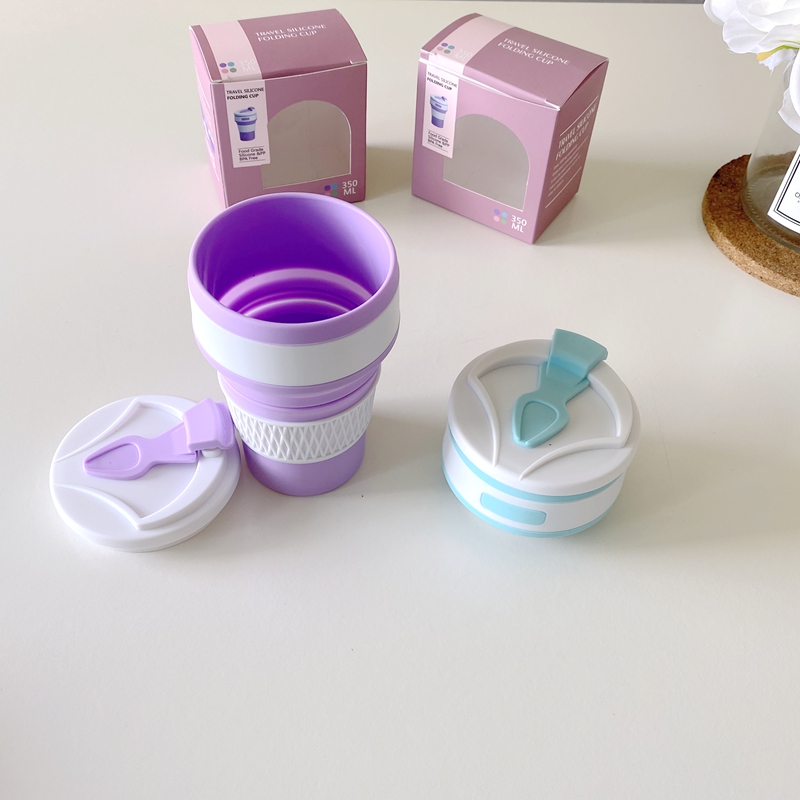 出口单硅胶折叠水杯耐高温迷你