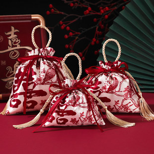 喜糖袋子结婚专用瓜子花生糖果喜糖盒子婚礼高级感手提袋伴手礼袋