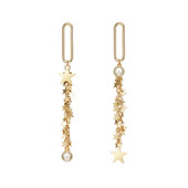 PDO 不对称五角星珍珠长款 流苏925银针金色韩国可爱夸张耳环耳钉