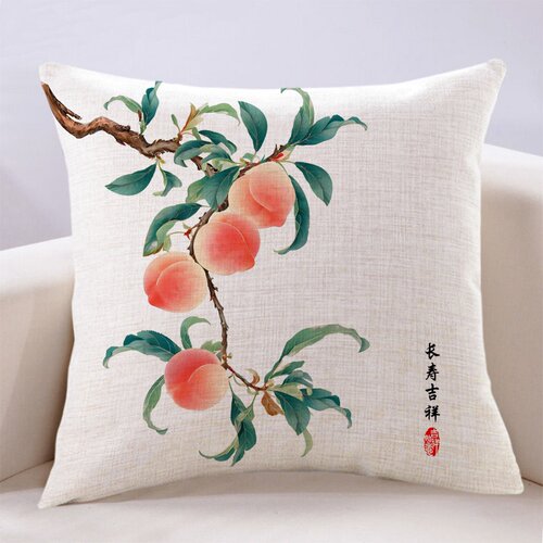 万燊抱枕PP棉客厅中式桃子布艺
