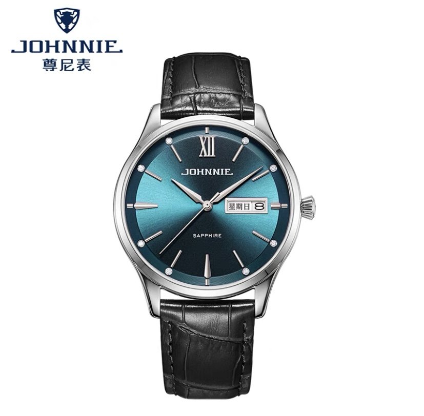 johnnie尊尼手表皮带休闲时尚百搭防水石英表日历流行商场同款