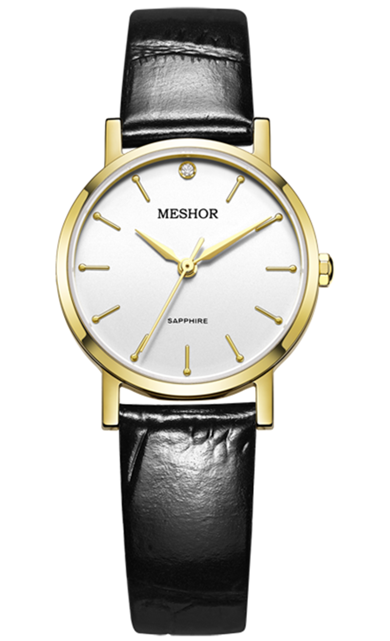 meshor名梭手表女5035简约气质真皮时尚防水男士石英表学生情侣表