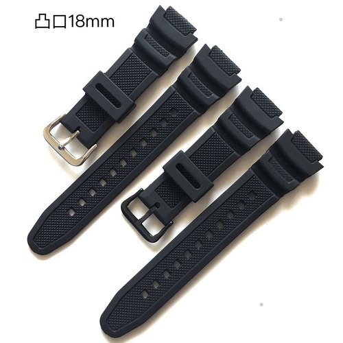 E橡胶PU凸口18适用卡西欧W-218H表带SGW300/500H/AE1000/AQ-S810W