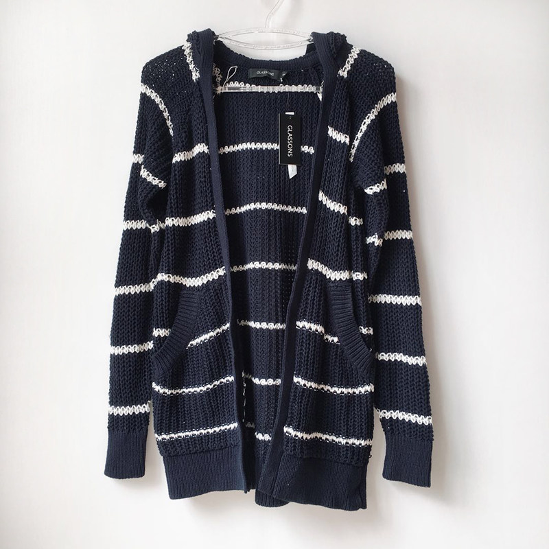 Easy pure cotton stripe knitting coat Long sleeve Hooded Hit color Cardigan Spring and autumn payment sweater Coarse needlein the Men's clothing, Knitwear/Sweaters  category - from Buy2taobao.com to provide professional Taobao agent buy service