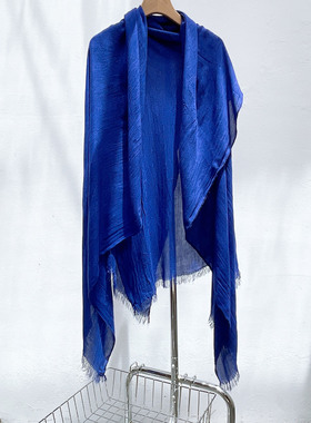 欧单大尺寸蓝紫色长方形大围巾休闲盖毯气质披肩可做桌布2006