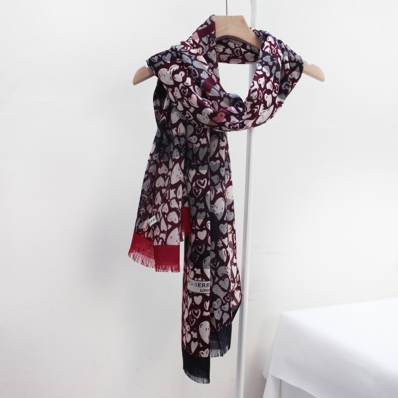 尾货爱心款精纺羊毛围巾秋冬保暖全羊毛丝巾 四季通用披肩1942