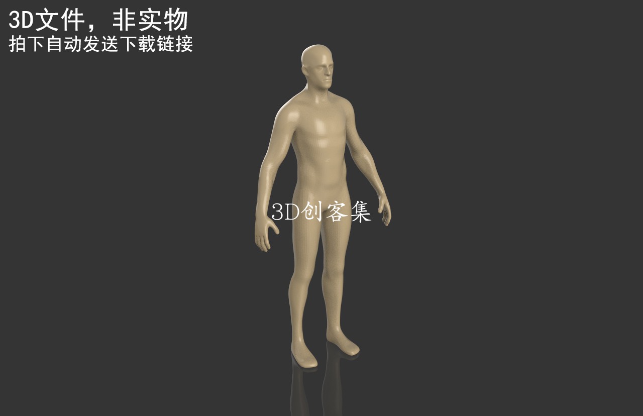 3D打印图纸人体三维模型3D素材stl文件(1比100通用男性人体模型)