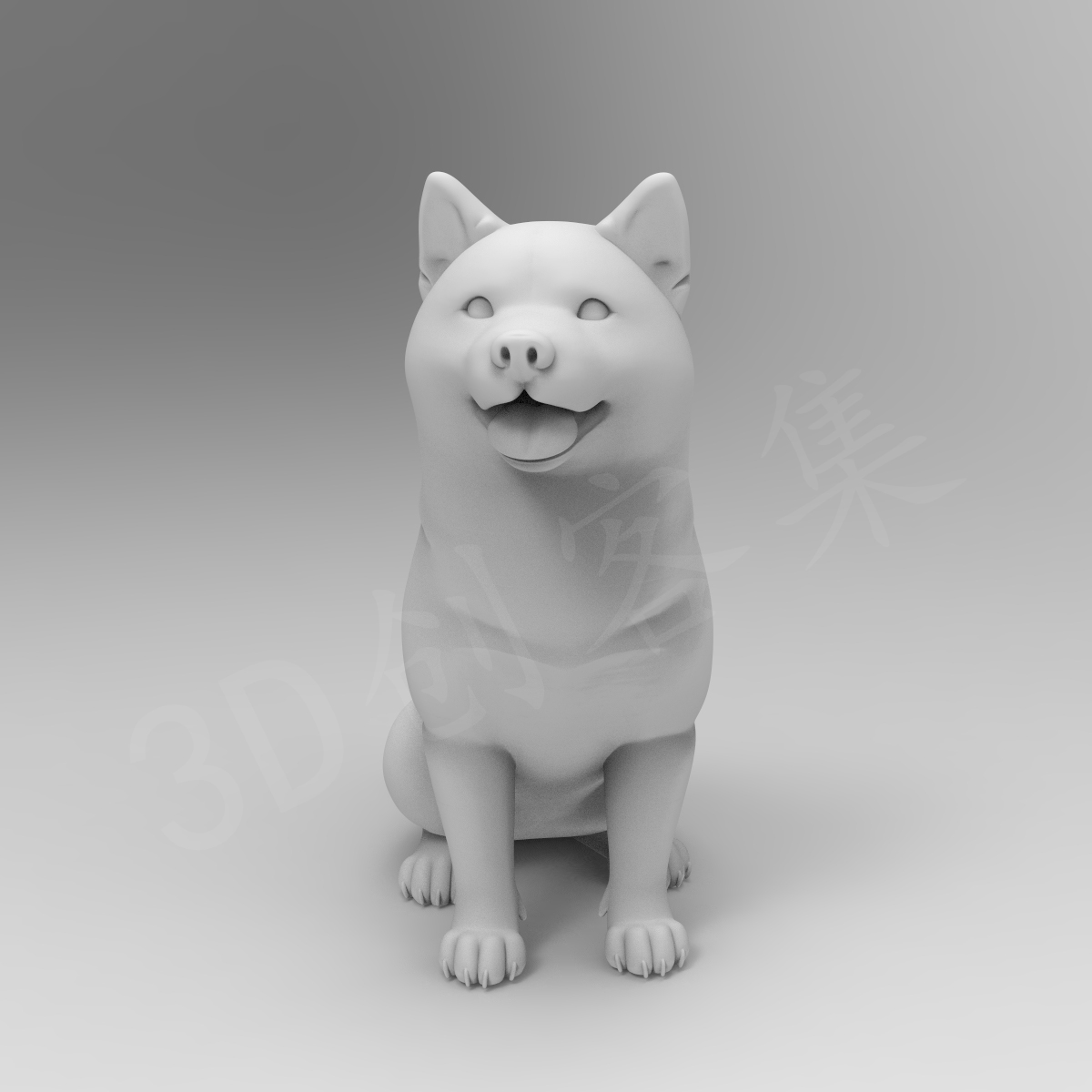 原创设计宠物狗3D打印数据stl格式，非实物可换脸定制(半蹲的狗)