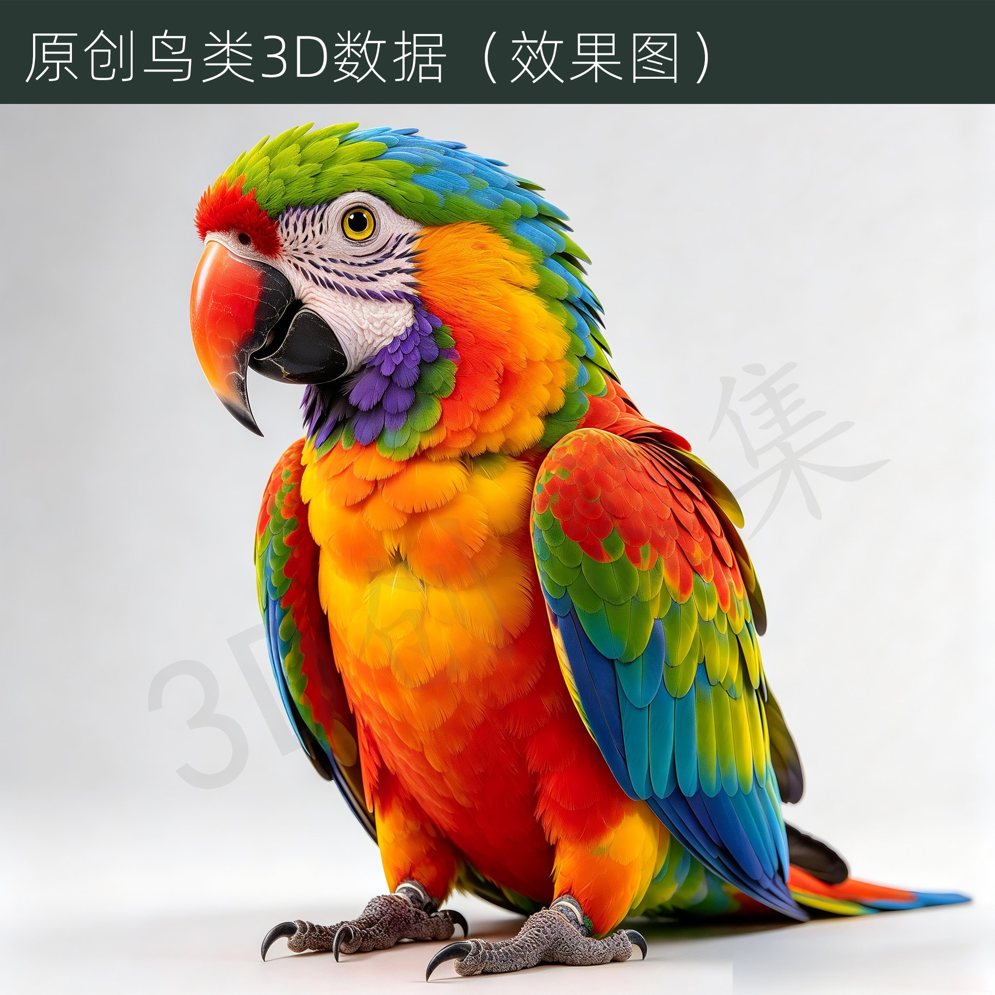 原创金刚鹦鹉3D打印数据高精度