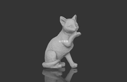 stl文件动物宠物猫狗3D打印数据3D素材，非实物(舔毛的猫)