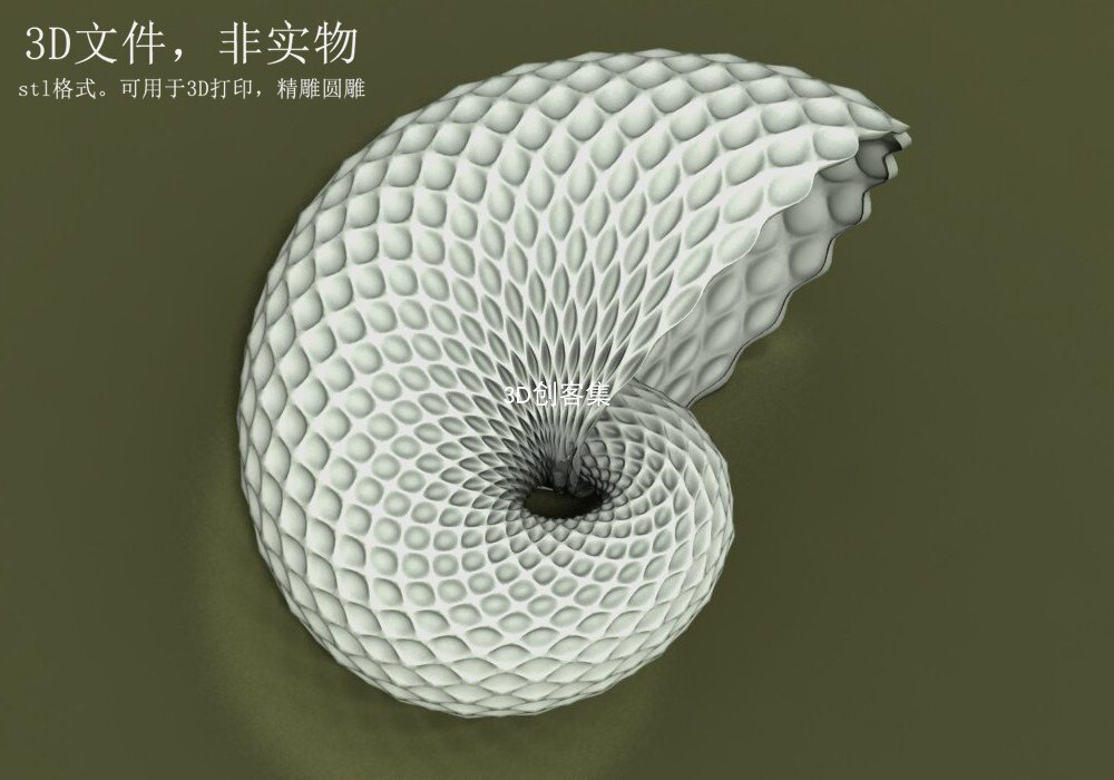 3d打印图纸3d图3d素材3d圆雕stl文件(海螺)