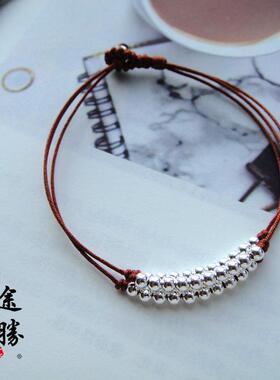 夜色复刻欧美风流行款纯银珠手绳