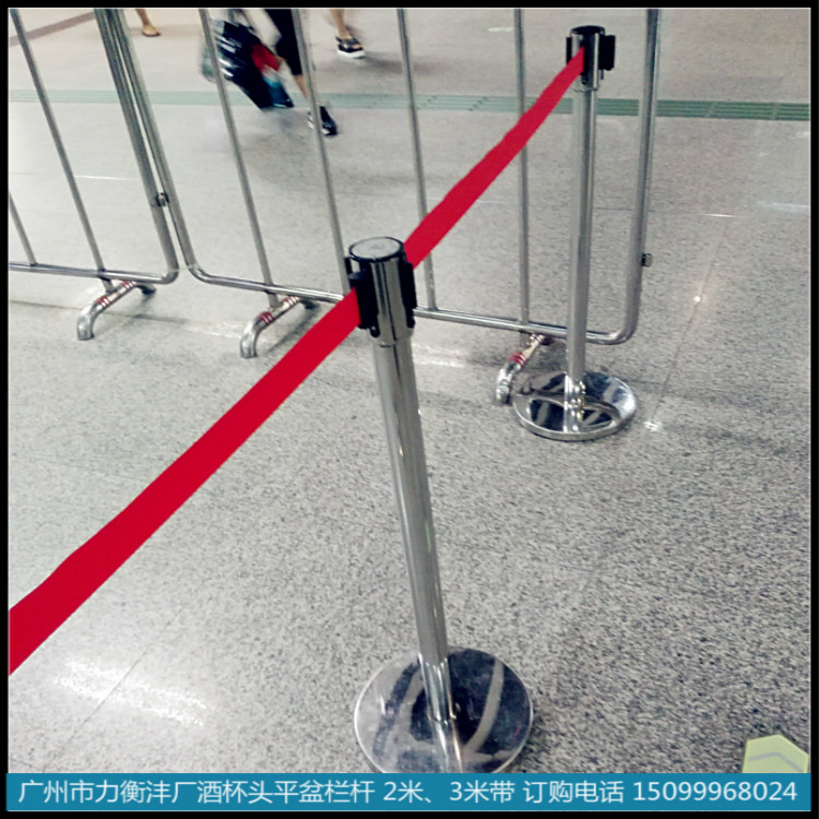 隔离栏银色高档立柱警戒线定制