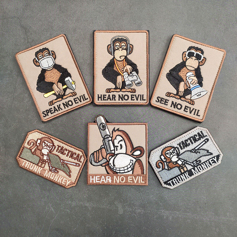 猴子勿听个性背包士气魔术贴章