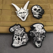 刺绣夜光材料骷髅头臂章个性 搞怪恐怖魔术贴军迷创意背包贴士气章