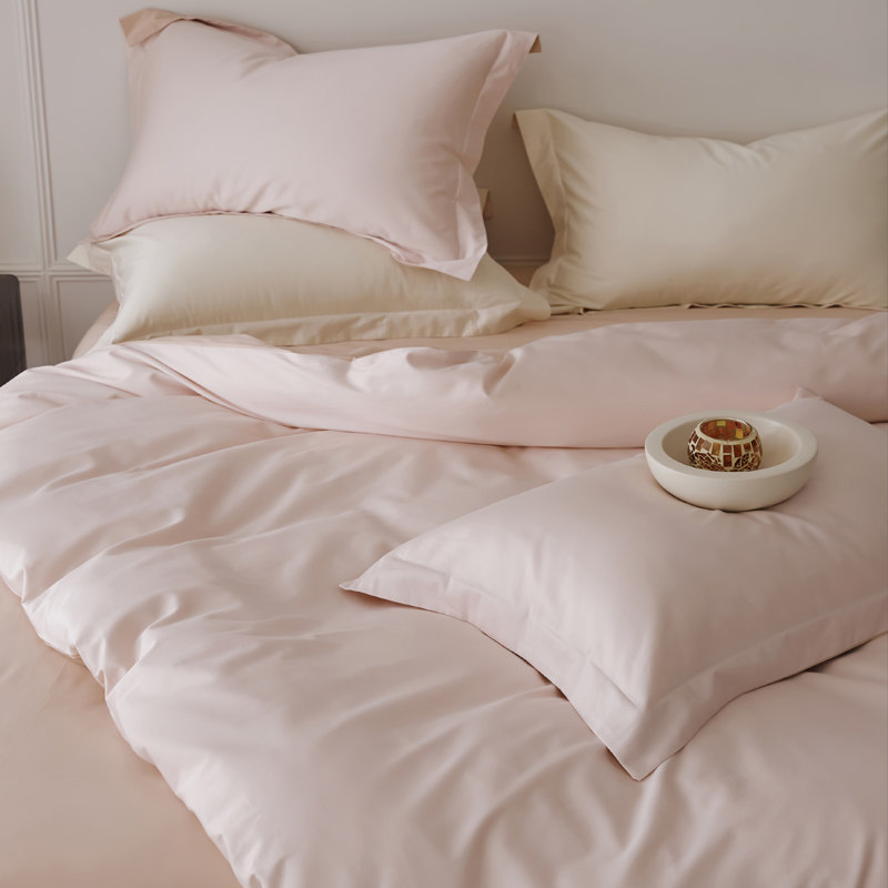 春夏100全棉纯色贡缎新疆长绒棉四件套1.5m1.8米单人被套床品套件