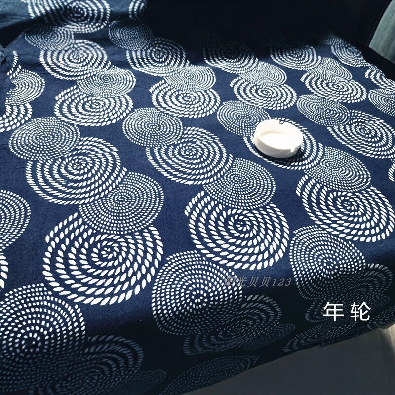 乌镇 纯手工蓝印小碎花布衣服面料 新中式窗帘餐桌门帘子复古全棉
