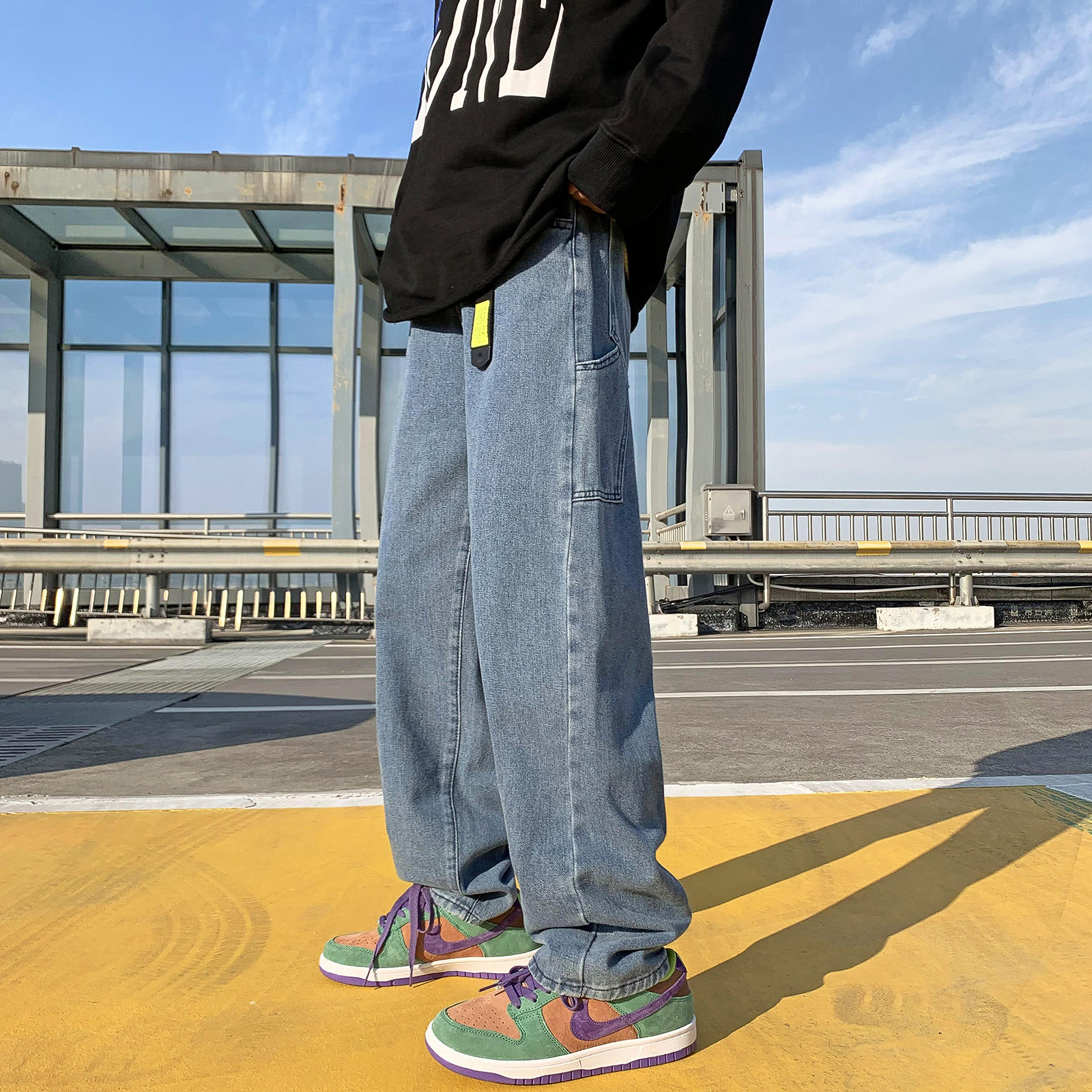 MK26*P552022春/主推款~港风新品潮纯色休闲牛仔长裤潮男,男装牛仔裤,电商A249