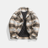 MY01*P138控178白底图直播款冬装宽松格纹毛呢加厚棉衣外套男，男装棉衣，电商A249