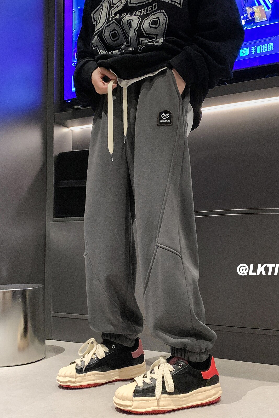 AK91*P55控78元直播数据力推款~加绒加厚束脚运动休闲卫裤男,男装休闲裤,电商A249