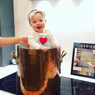 代购法国Mauviel传统纯铜特厚镀锡铜锅汤锅加高汤桶 锤纹SOUP POT