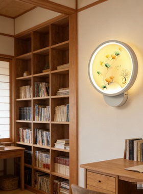 简约现代中式喷画壁灯卧式床头楼梯过道背景墙玄关装饰LED灯具