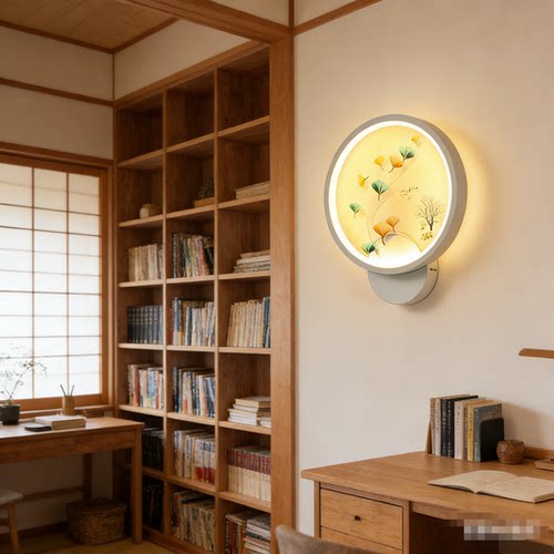简约现代中式喷画壁灯卧式床头楼梯过道背景墙玄关装饰LED灯具