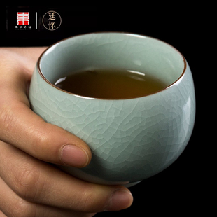 廷怀窑 李廷怀汝窑茶杯陶瓷品茗杯主人杯单杯汝州汝瓷开片个人杯