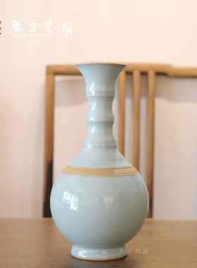 花瓶摆件大师手工制作天青釉