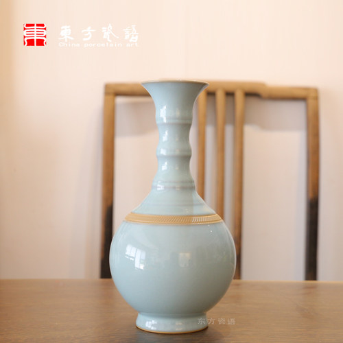 花瓶摆件大师手工制作天青釉