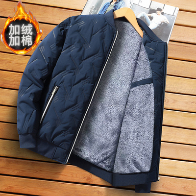 冬季棉衣加绒加厚纯色大码男棉服