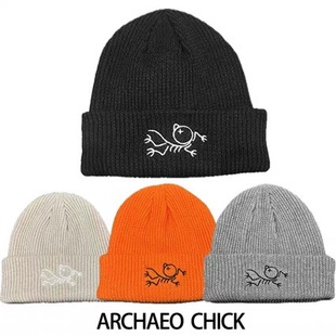 始祖小鸡冷帽个性针织帽卡通刺绣套头帽秋冬男女毛线帽户外滑雪潮