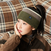 日系撞色加厚防寒发带女秋冬日常外戴运动宽边发饰男个性 百搭发