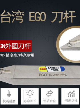 台湾EGO合金4倍抗震刀杆SVVCN1616H11/SVVCN2020K16尖头偏角72.5