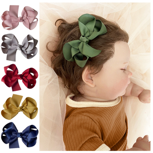 手工bow同款 蝴蝶结发饰婴儿发夹发卡不伤发边夹头饰 8cm宝宝经典
